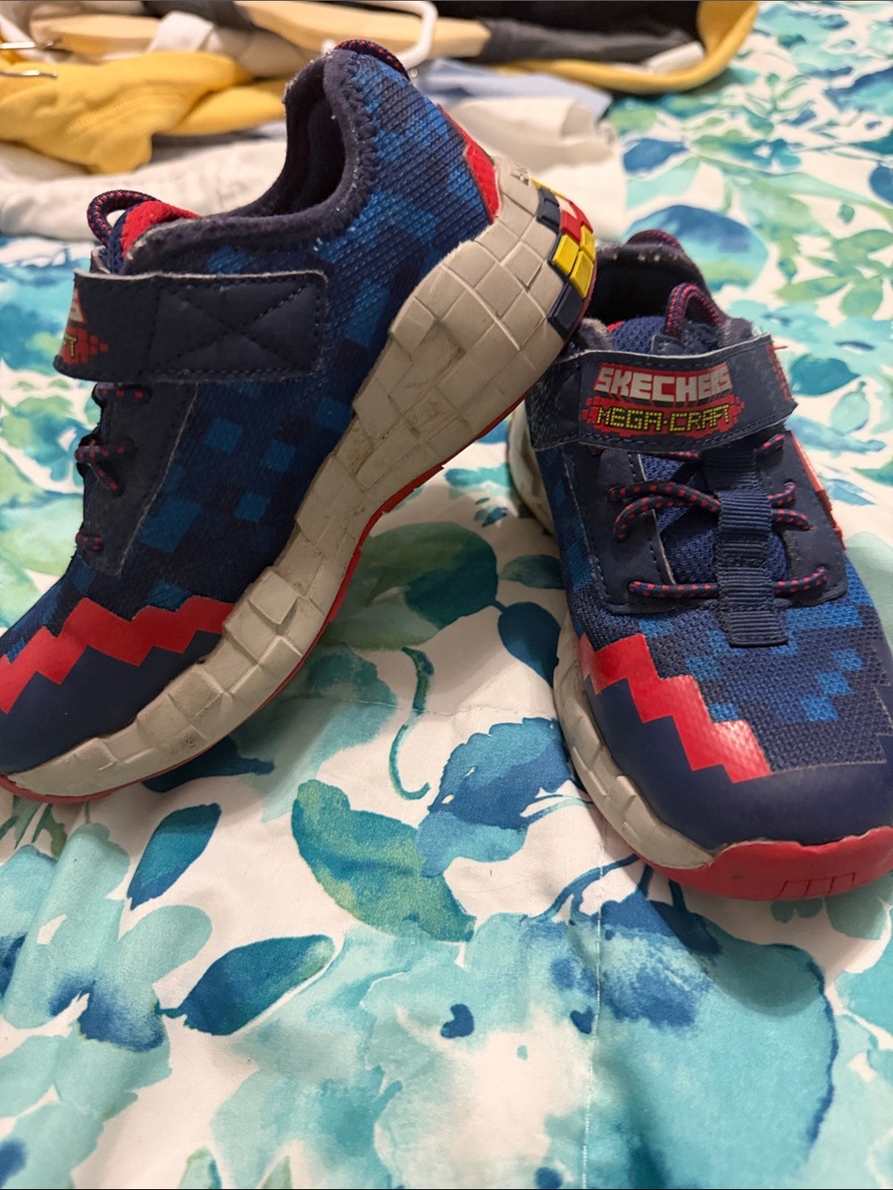 Skechers Mega-Craft Boys Navy and Red Athletic Sneakers Minecraft